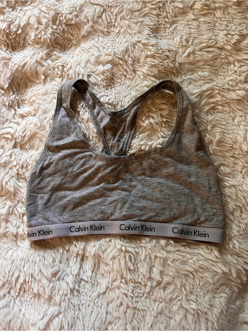 Calvin Klein Gray Racerback Cotton-Blend Bralette